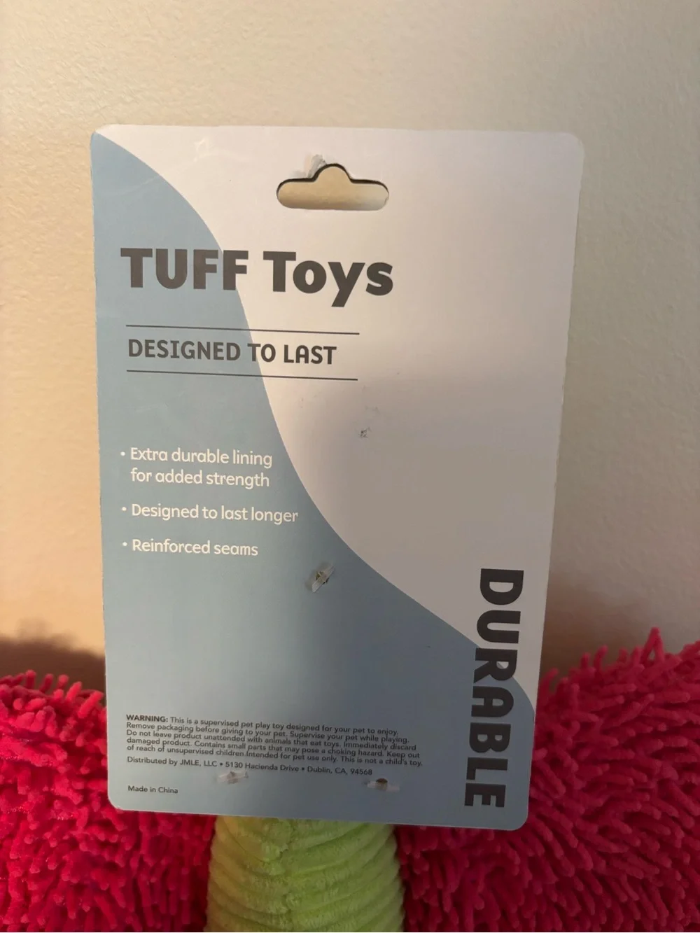 TUFF Toys Plush Pink & Hot Pink Chenille Butterfly Dog Toy